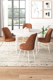 Hanah Home Juego de Mesa y Sillas de Comedor de 5 Piezas, Blanco y Rojo Teja